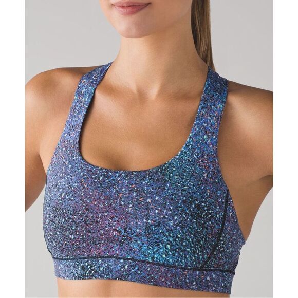 Lululemon Fast Lane Strive Multi Black Sports Bra Multicolor Gym Workout Size 12 - Picture 1 of 9
